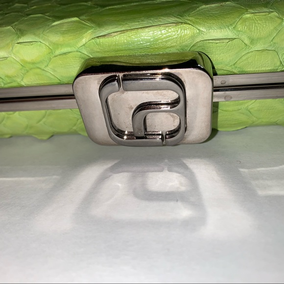 NWT autH ALEXANDRA CLANCY lime green PYTHON clutch - Picture 3 of 8